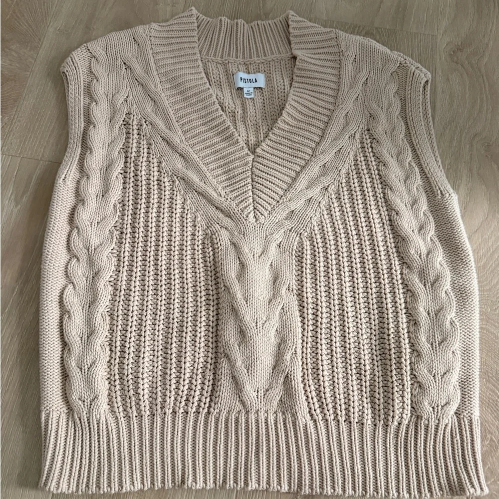 Anthropologie Women's Pistola Cream Cable Knit Sweater Vest